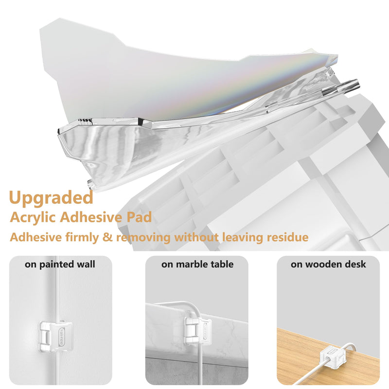 [Australia - AusPower] - Kailfee 6 Pack Magnetic Cable Clips [Cable Smooth Adjustable] Cord Holder, Under Desk Cable Management, Adhesive Wire Holder Keeper Organizer for Home Office Desk Car Wall Desktop Nightstand -White White 