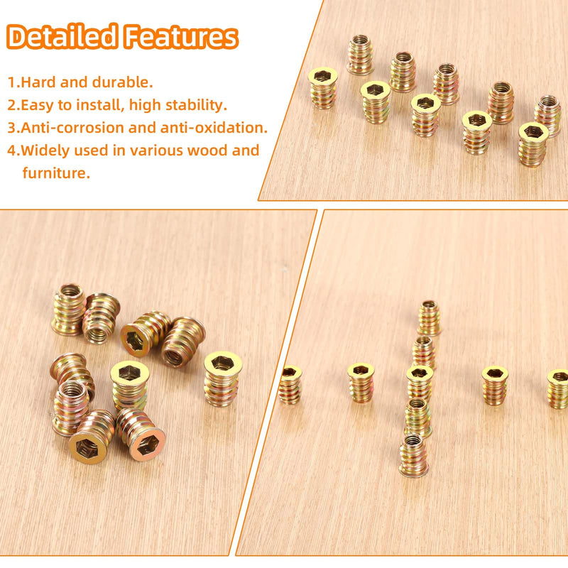 [Australia - AusPower] - 1/4-20 x 25mm Wood Inserts Bolt Furniture Screw in Nut Threaded Fastener Connector Hex Socket Drive for Wood Furniture, 25 PCS 1/4-20 x 25mm 