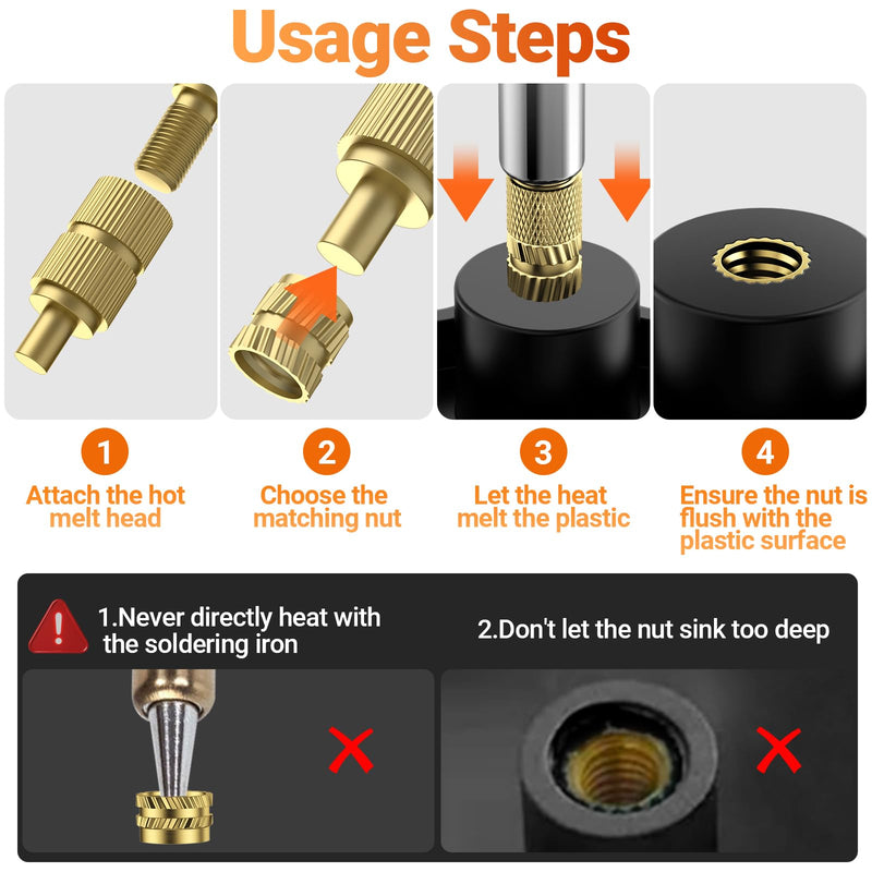 [Australia - AusPower] - Preciva Threaded Inserts Set, 300Pcs Heat Set Inserts with M2 M3 M4 M5 M6 M8 Insert-Tip, 100W Digital Soldering Iron, Holder and Tweezer, for 3D Printer Parts or Plastic Parts 