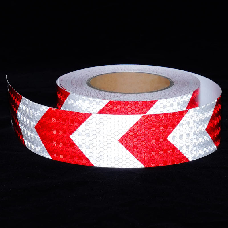 Red White Arrow High Visibility Reflective Tape 2 inch x 75 feet Self-Adhesive Tape Conspicuity Safety Warning Tape ‎2 IN X 75 FT Red & White