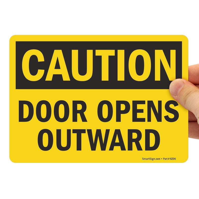 SmartSign "Caution - Door Opens Outward" Label | 5" x 7" Laminated Vinyl