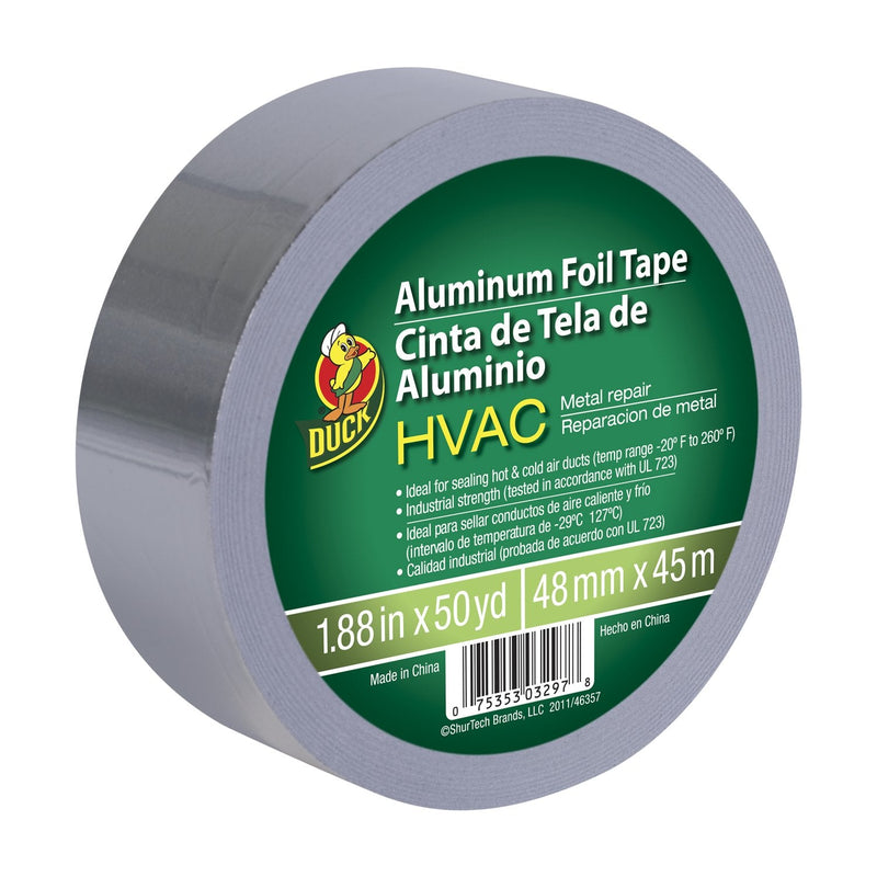 Duck Brand HVAC UL 723 Metal Repair Aluminum Foil Tape, 1.88-Inch by 50 Yards, Single Roll, Silver (240225) 1.88 Inch x 50 Yards