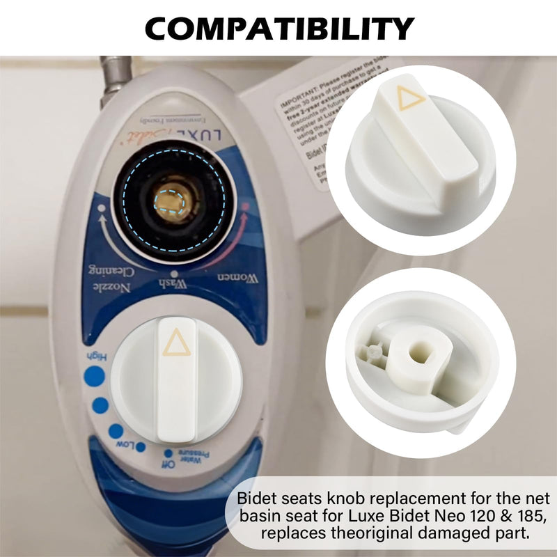 4 Pack Replacement Knob for Luxe Neo 120 & 185 Plastic Knob Replacement, Bidet Accessories Compatible with Luxe Bidet Neo Series (White) 4 white