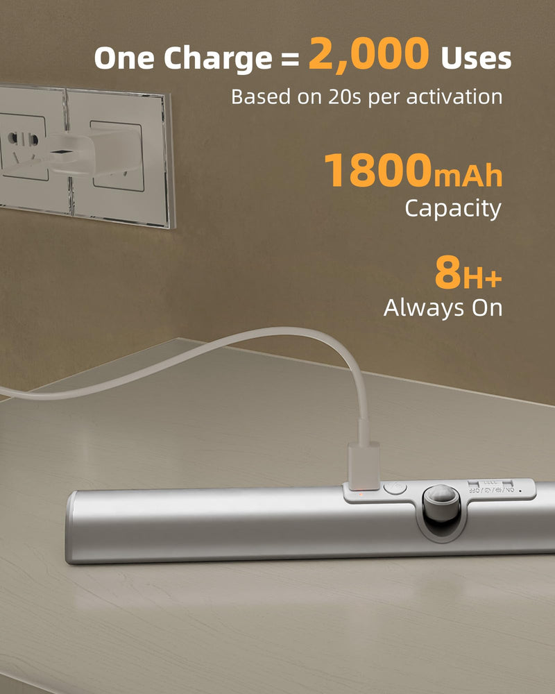 [Australia - AusPower] - EZVALO 13inch Motion Sensor Closet Lights, 2 Pack Rechargeable LED Lights with Rotatable Sensor, Glare-Free, 3 Color Temps & Dimmable, Magnetic Cabinet Lighting for Closet, Pantry, Stairs 