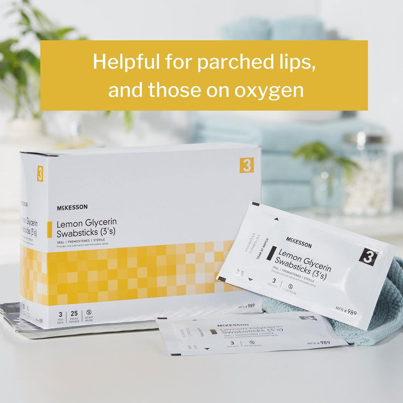 [Australia - AusPower] - McKesson Lemon Glycerin Swabsticks, Sterile, Oral Swab Stick, 25 Count, 1 Pack (25 ct) 
