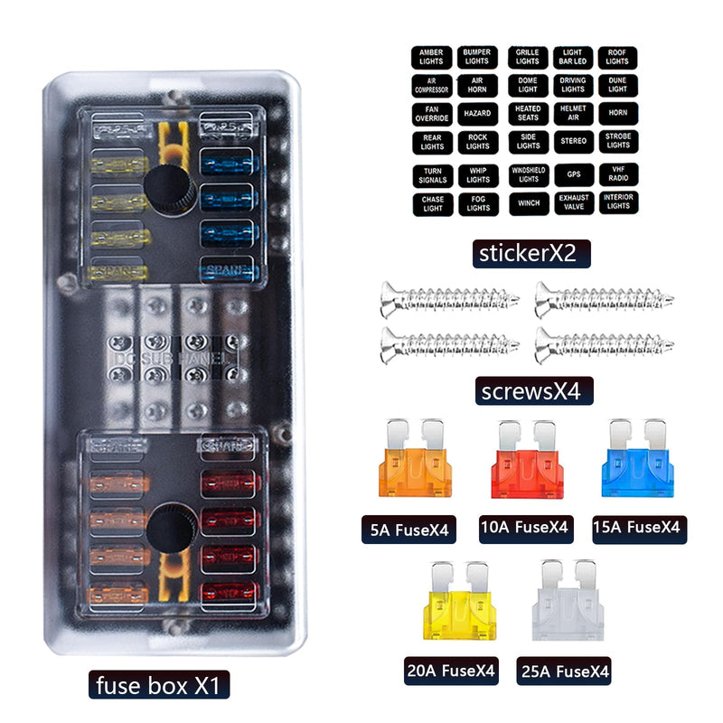 [Australia - AusPower] - 20 Way Blade Fuse Block 16 Circuit Fuse Holder Fuse DC SUB Panel with Ground and Cover for Car Boat Marine Trike Car Truck Vehicle SUV Yacht RV 