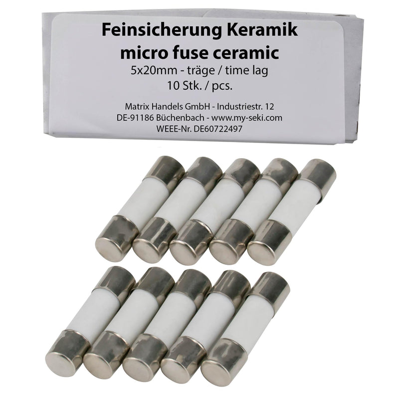 Micro fuse 6.3 A, 5 x 20 mm, ceramic, slow 6.3 A (amps) slow