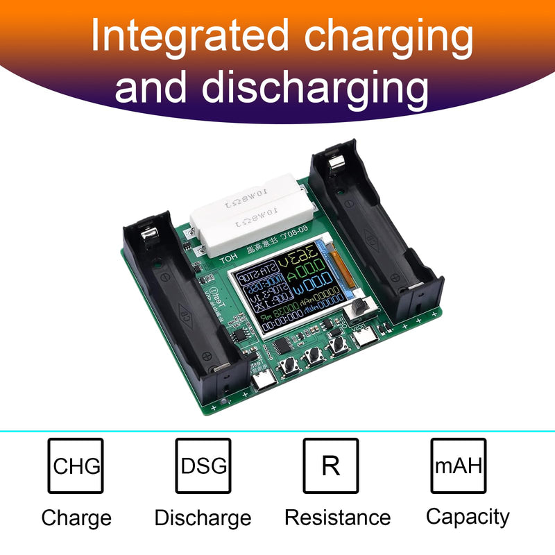 [Australia - AusPower] - DC 5V/18650 Batteriekapazitätstester-Modul Batterie-Innenwiderstandstester mit LCD-Display für Lithiumbatterie Typ-C 