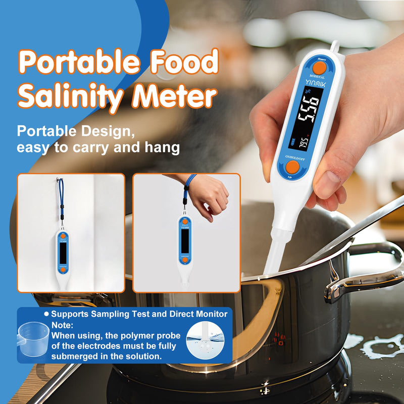 [Australia - AusPower] - YINMIK Salt Meter | Food Salinity Meter, Digital Salt Tester for Aquarium, Home Temperature Salinity Tester with 3 Salt Modes - PPT% SG, Portable Sodium Chloride Reader for Reef Tank, Saltwater Pool 