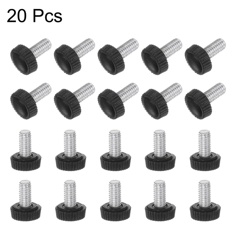 [Australia - AusPower] - uxcell 20pcs M6 x 12mm Male Thread Knurled Knobs, Thumb Screw Clamping Knobs Grip Plastic Handle Hand Knobs with Threaded Stud, Black 