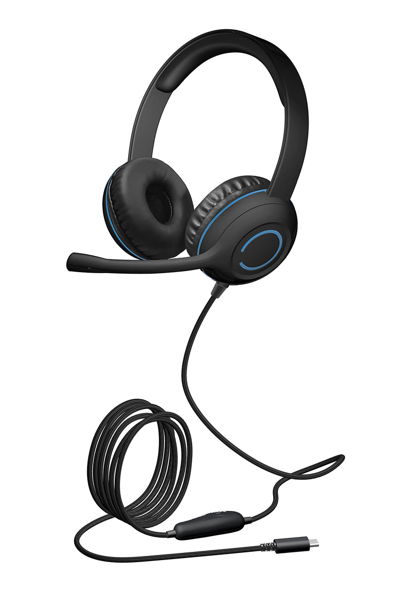 [Australia - AusPower] - Cyber Acoustics Stereo USB-C Headset (AC-5014) for PC & Mac, in-line Controls for Volume and Mic Mute, Noise-Canceling Mic with Adjustable Boom, Perfect for Classrooms or Home 