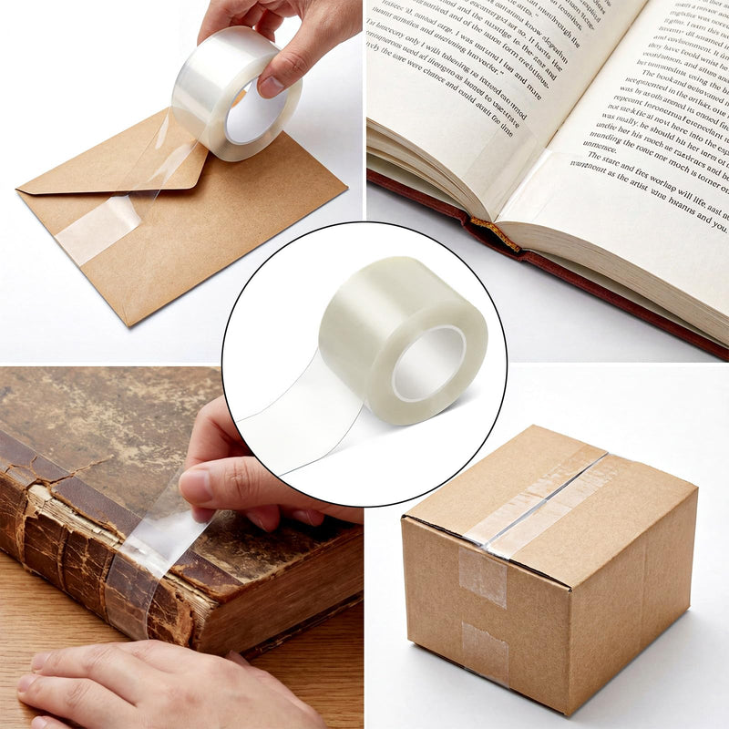 Archival Safe Book Repair Tape, Safe Acid-Free Bookbinding for Broken Pages Strong Adhesive Clear Tape Waterproof Books Binding Tapes for Libraries Old Books Broken Pages(1.77 Inch x 16.4 Feet)