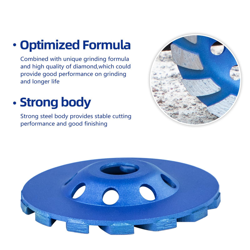 [Australia - AusPower] - SALI Diamond Concrete Grinding Wheel 4 1/2 inch for Polishing and Cleaning Stone Concrete Surface, Cement, Marble, Rock, Granite, and Thinset Removing, Angle Grinder Segment Wheels Cup 115 * 22.2MM Segment Turbo 1.0 