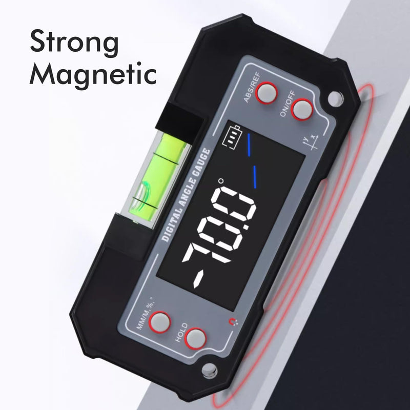 [Australia - AusPower] - 3-in-1 Digital Angle Gauge Inclinometer with Magnetic Base Dual-Axis (XY Axis) Bevel Angle Finder Backlight Display High Accuracy IP54 Waterproof for Woodworking Saw Blade Alignment & DIY Projects Grey 