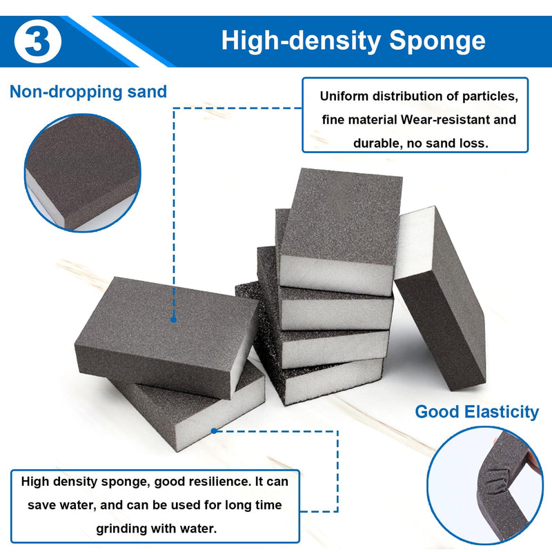 [Australia - AusPower] - smseace 6Pack Sanding Block 60/120/220 Grit Sandpaper block Washable and Reusable Sanding blocks for Wood/Drywall/Metal/Glasses Sanding block set Sanding sponge 