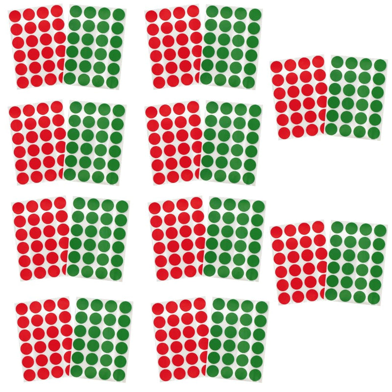 ChromaLabel 3/4 Inch Circle Sticker Labels, Permanent Adhesive Sticky Dots - 1200 Colored Dot Stickers per Variety Pack, Red and Green - Case of 10
