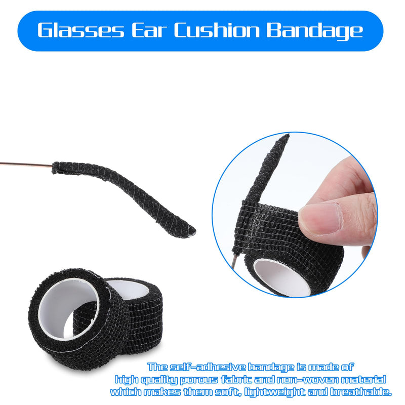 Mabor 4-Pack Glasses Ear Cushion Bandage, Anti-Slip Comfortable Ear Grippers Tape for Eyewear Arm Padding, Black