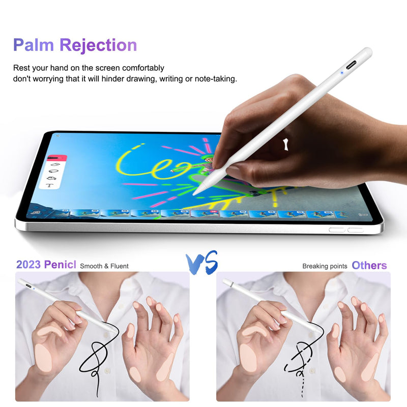 [Australia - AusPower] - Wireless Charging Pencil 2nd Generation, Pencil for iPad 2nd Generation Stylus Pen for iPad Pro with Palm Rejection Tilt Sensitivity, Pen for ipad Compatible with iPad/Mini/Air/Pro 11"&12.9",White White 