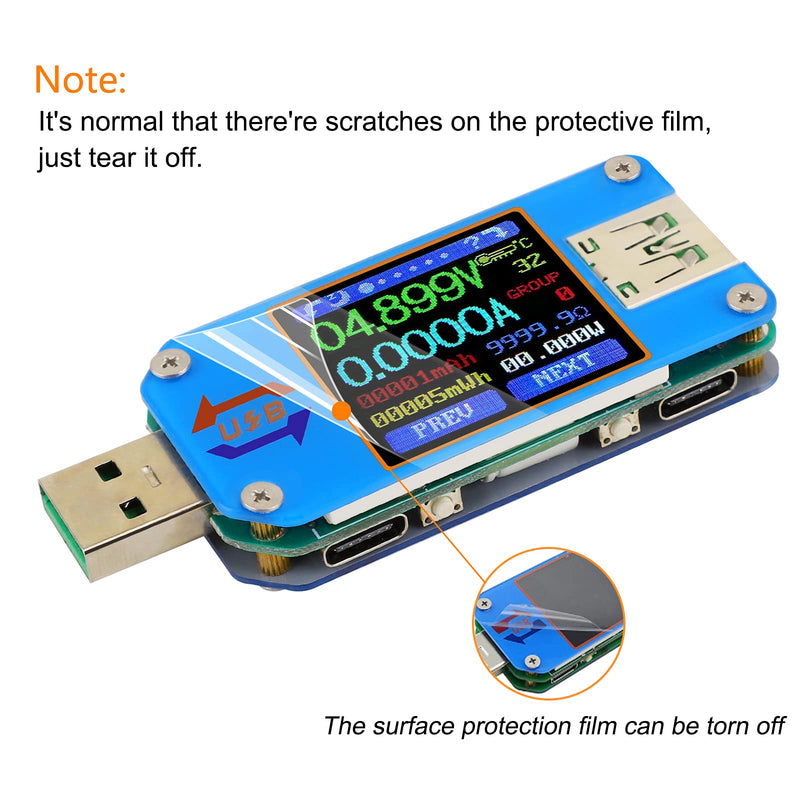 DROK USB Power Meter, DC 4-24V 5A LCD USB A&C Voltage Current Display USB Tester Multimeter, Test Speed of Charger Cables, Capacity of Power Bank, QC 2.0 3.0 Blue USB-A&USB-C Pro