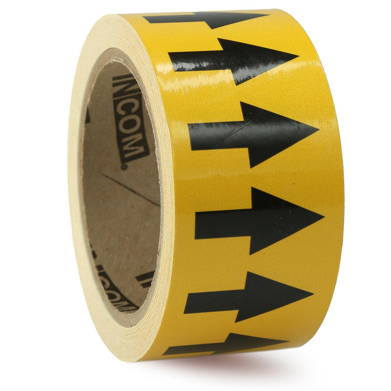 Accuform RAW254BKYL Adhesive Vinyl Directional Flow Arrow Tape, 2" Width x 54' Length x 0.006" Thickness, Black/Yellow