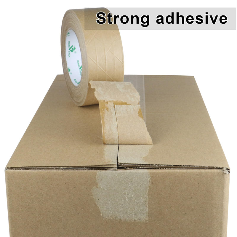 BOMEI PACK 2Pack Reinforced Kraft Paper Tape, Self Adhesive Paper Gummed Packing Tape, for Heavy Duty Packing, Shipping, Moving and Storage, 2Inch55yds 2in x 55yds 2