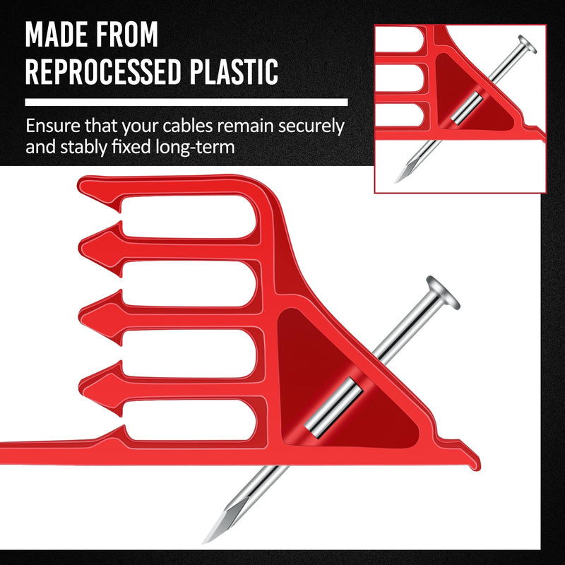 [Australia - AusPower] - 25 Pcs Cable Stackers Electrical Cable Staples Wire Stackers Insulated Multi Cable Staple Sort out Electric Cables Efficient Cable Organization for Various Quantities of Cables (Red) 25 