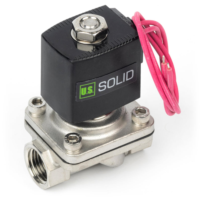 [Australia - AusPower] - U.S. Solid 1/2" Stainless Steel Solenoid Valve - 12V DC Normally Closed Electric Solenoid Valve with Viton Seal, Lead Wire Type 0.5 Inch 