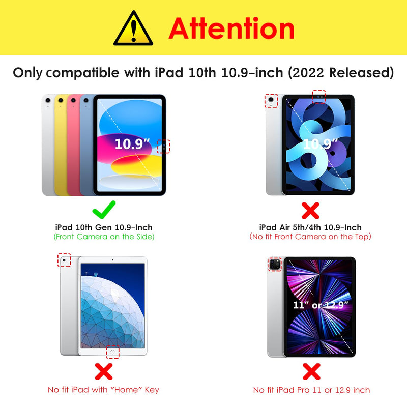 [Australia - AusPower] - DTTOCASE for iPad 10th Generation Case 2022, 10.9 Inch Case with Clear Transparent Back and TPU Shockproof Frame Cover [Built-in Pencil Holder, Support Auto Sleep/Wake] -Watermelon Watermelon 