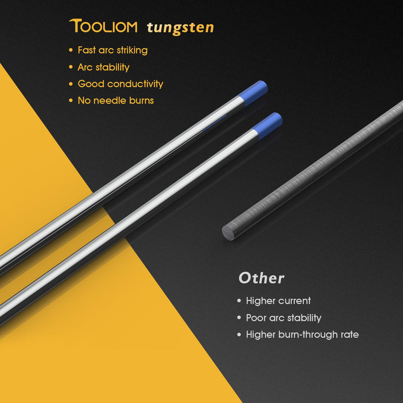 TOOLIOM Tig Tungsten Welding Tungsten Electrodes 2% Lanthanted Tungsten 3/32” x 7” (Blue,Ewla-2) 10-Pack 3/32" Blue