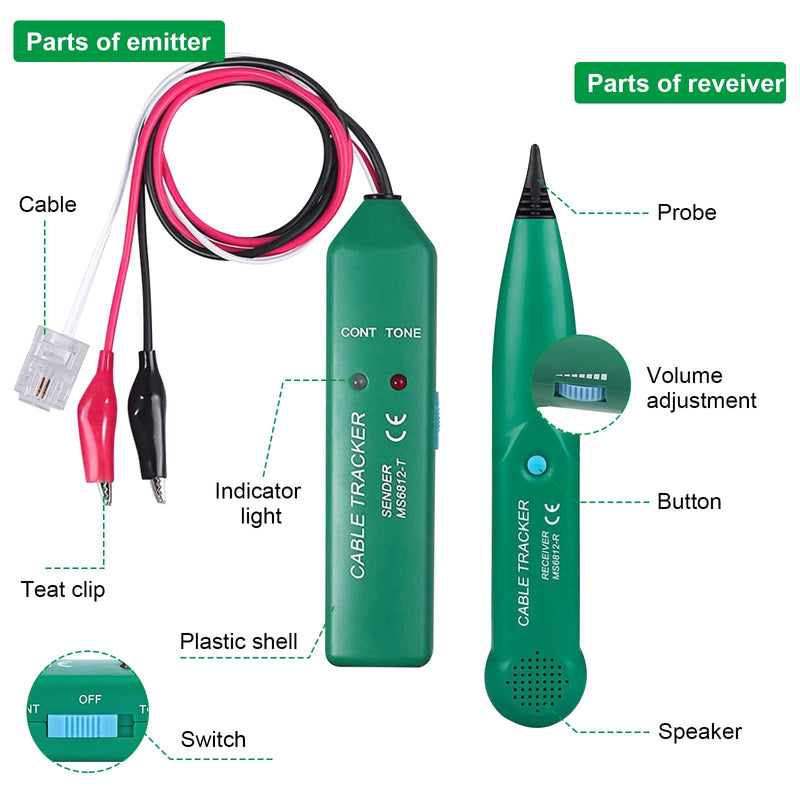 Cable Tracker, Cable Break Detector, MS6812 Telephone Line Tracker | Professional network cable tester, tester cable tracker for passage of the test circuit and checking cables