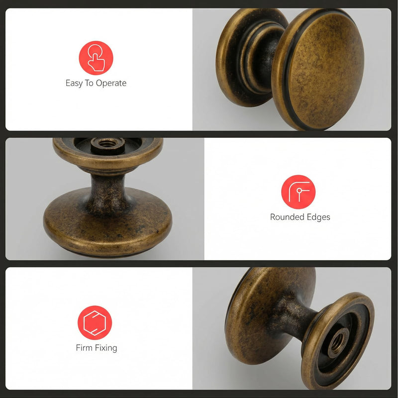 homdiy 10 Pack Antique Bronze Cabinet Knobs Round Drawer Knob for Kitchen Cabinets Dresser Drawers Pulls Zinc Hardware Handle