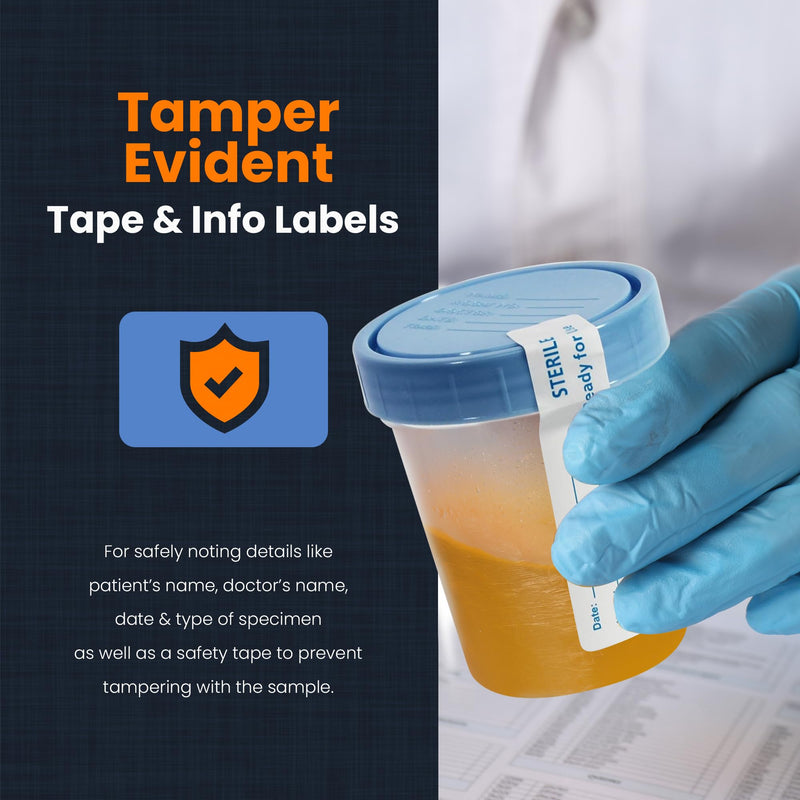 [Australia - AusPower] - MED PRIDE Disposable Specimen Cups 10-Pack| High-Grade Silicone, Sterile, Individually Wrapped Medical Cups W/Leakproof, Screw-On Lids & Tamper-Evident Seal| Urine, Fluid Sample Collection & More 
