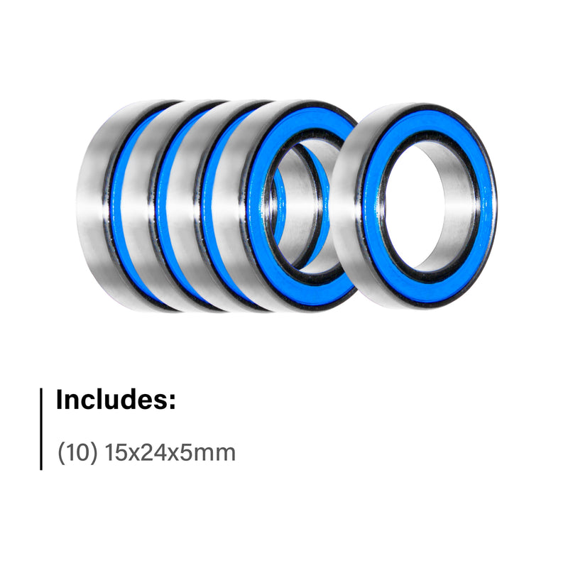 [Australia - AusPower] - 15x24x5mm | 6802-2RS (10 Rubber Sealed Bearings) 