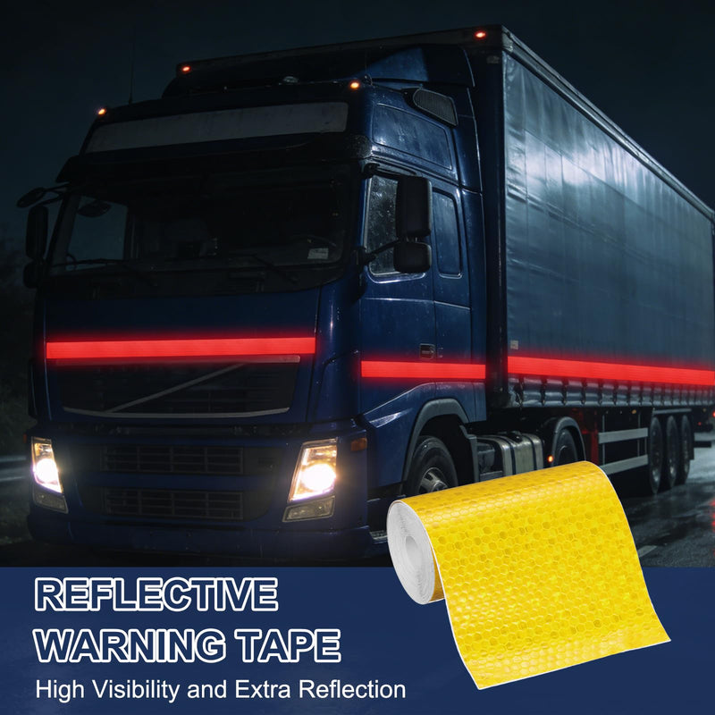 PATIKIL Reflective Tape, (16.4 ft x 3.94 Inch,Pure Yellow) (1Set) Night Safety Sticker Adhesive Waterproof Warning Outdoor with Black Scraper, Suit for - Trailer/Trucks/Bike Pure Yellow 16.4 Ft x 3.94 Inch