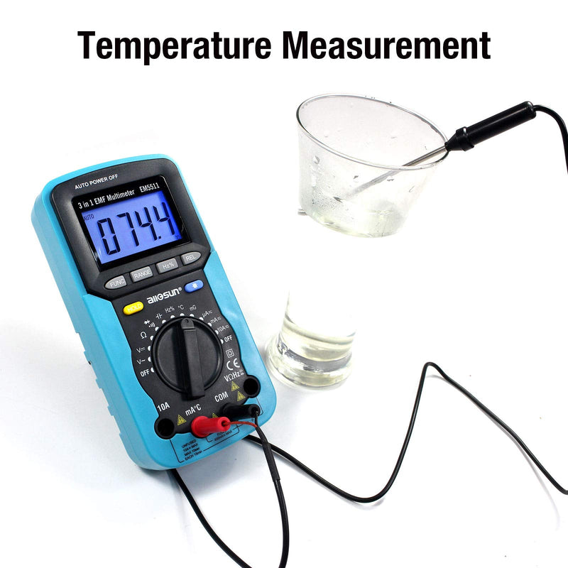 ALLOSUN EM5511 3 in 1 EMF Digital Multimeter Antorange Electromagnetic Field Radiation Tester DC AC Volt Ampt DMM