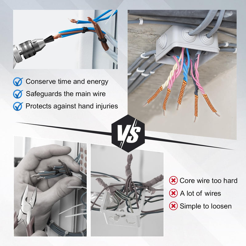 [Australia - AusPower] - 4 Pcs Multifunctional Wire Twister Tool for Drill, Lightweight Wire Nut Twister Compatible with 8 to 24 Awg and 2 to 7 Ways Effortlessly, Wire Nut Twister for Drill for Electrical Power Drill 