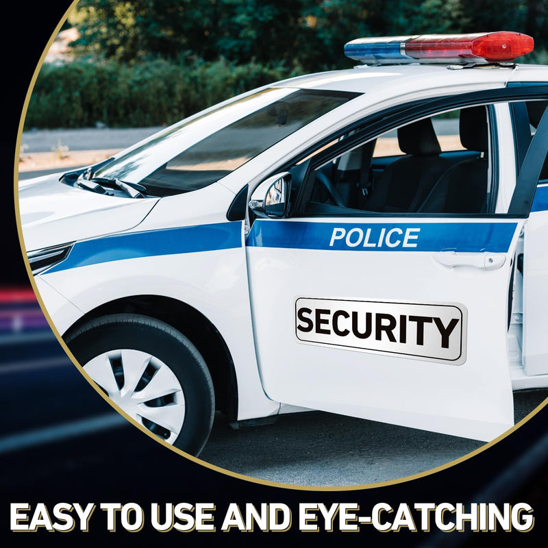 [Australia - AusPower] - 4 Pcs Security Car Magnetic Signs Reflective Security Heavy Duty Signs for Vehicles Magnetic Truck Signs Waterproof Security Officers Magnetic Decals for Patrol(White with Black Border) White with Black Border 