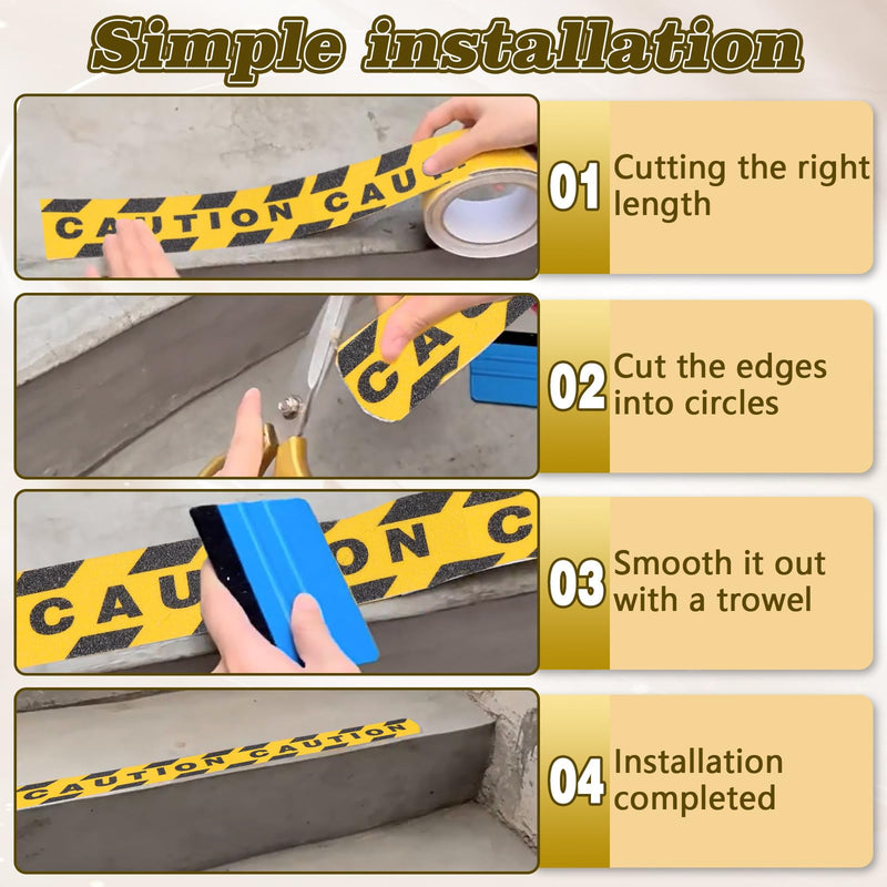 2pack Yellow Caution Tape, 1.97in x 65.6Ft Anti-Slip Caution Tape Roll, Warning Stickers, Watch Your Step Sign