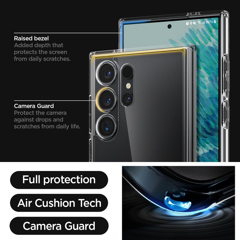 [Australia - AusPower] - Spigen Ultra Hybrid Designed for Galaxy S24 Ultra Case (2024), [Anti-Yellowing] [Military-Grade Protection] - Crystal Clear 