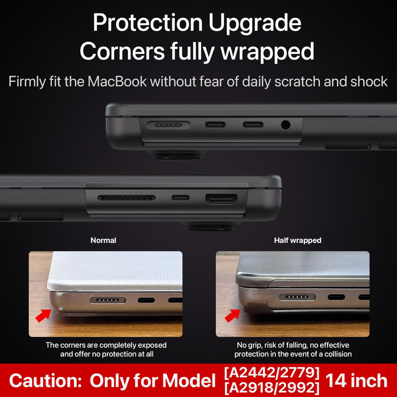 [Australia - AusPower] - for MacBook Pro 14 inch Case 2023-2021 M3 Pro/Max A2918 A2992 M2 A2779 M1 A2442 [100% Match Official Color] [Scientific Slim] Protective Hard Case Matte Cover for Laptop - Space Black Clear 