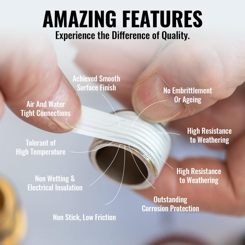 [Australia - AusPower] - PTFE Plumbers Water Sealant Thread Tape 460" Length 1/2" Width White by Vanguard Sealants Perfect for Shower Heads and Pipe Threads 3 