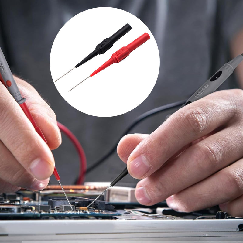 [Australia - AusPower] - Stainless Steel Back Probe Pins Kit, Non-Destructive Insulation Wire Piercing Test Leads, Fieldpiece Multimeter Tester Probes Needle for Banana Socket Plug, Car Tester 