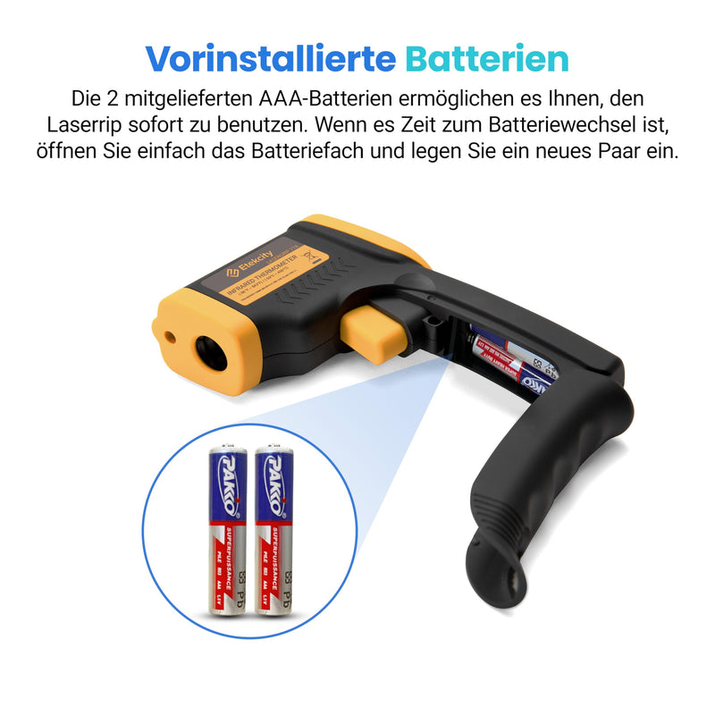 [Australia - AusPower] - Etekcity Infrared Thermometer, Temperature Meter -50°C to +450°C - Digital Laser Infrared Thermometer for Kitchen, Pizza Oven, Grill, Baking - Not for Humans - Yellow/Black -50℃~450℃ 