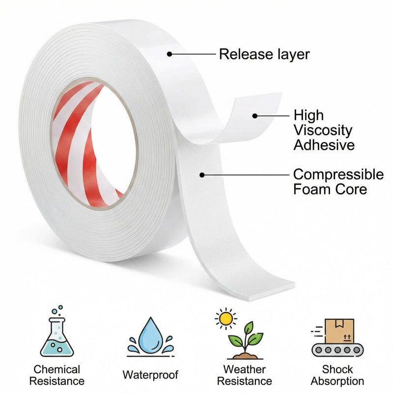 4 Rolls Double Sided Foam Tape Mounting, L16.4ft X W0.94 Strong Adhesive Mounting Tapes Heavy Duty Foam Tape for Decorations, Sticky Seal Strips for DIY Craft Picture Poster Wall Card (White)