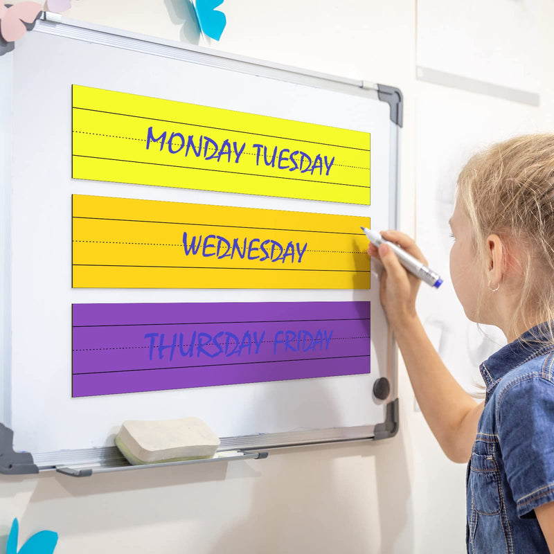 [Australia - AusPower] - 12 Pack Magnetic Sentence Strips for teachers Sentence Strips 12 x 3 Inch Magnetic Dry Erase Sentence Strips Lined Magnetic Strips Reusable Classroom Learning Tool for Office School (Multicolor) Multi Color 