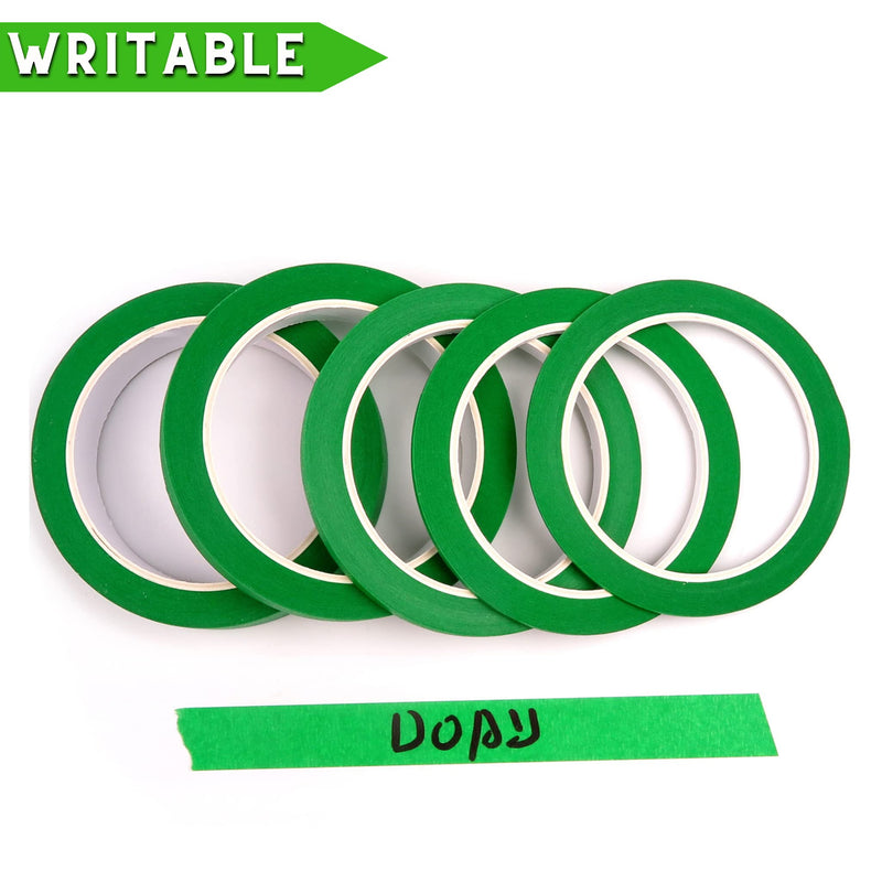 [Australia - AusPower] - 5 Rolls Pinstripe Tape - Masking Tape 1/16", 1/8", 1/4", 1/2", 3/4" - Thin Painters Masking Automotive Tape for DIY, Car, Auto, Paint, Art, Tumblers (Green) Green 
