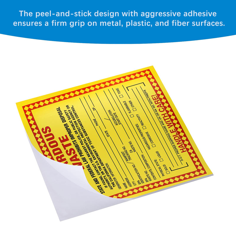 (California) Hazardous Waste Labels 50-Pack | 6x6 Inch Adhesive Vinyl Stickers, EPA & CA DTSC Compliant for Containers & Drums