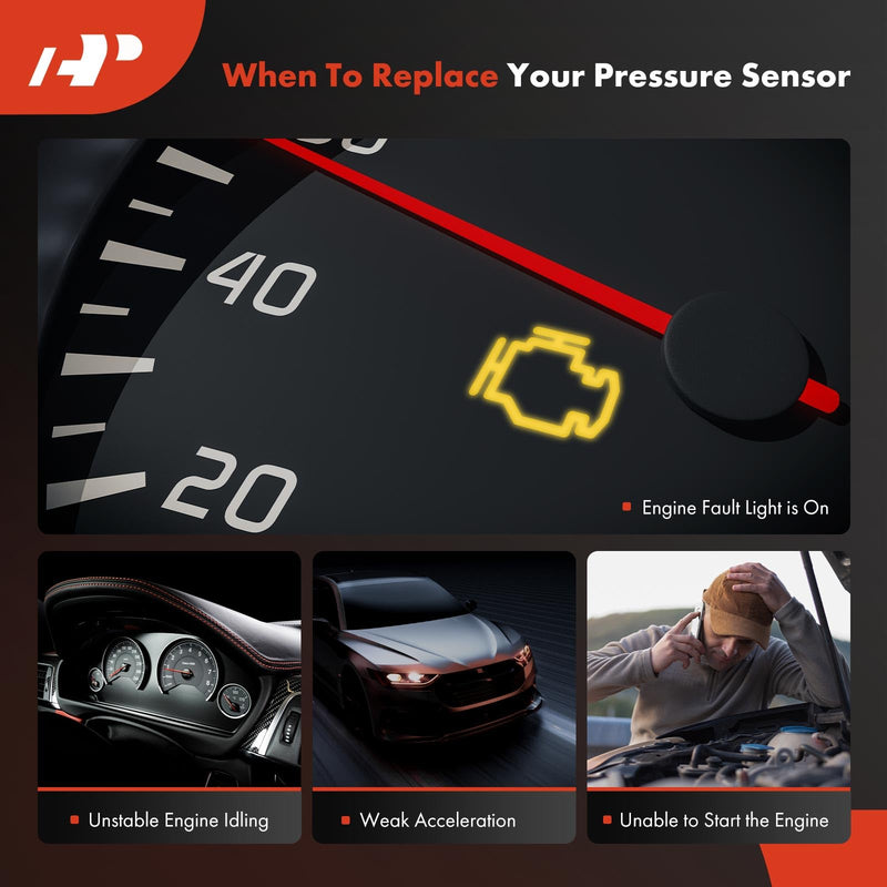 A-Premium Pressure Sensor [3 Pins] Compatible with BMW 318i, 318is, 318ti, 320i xDrive, 323Ci, 323i, 323is, 325Ci, 325i, 325xi, 328Ci, 328d xDrive, 328i GT xDrive, 328is, 330Ci & Mini