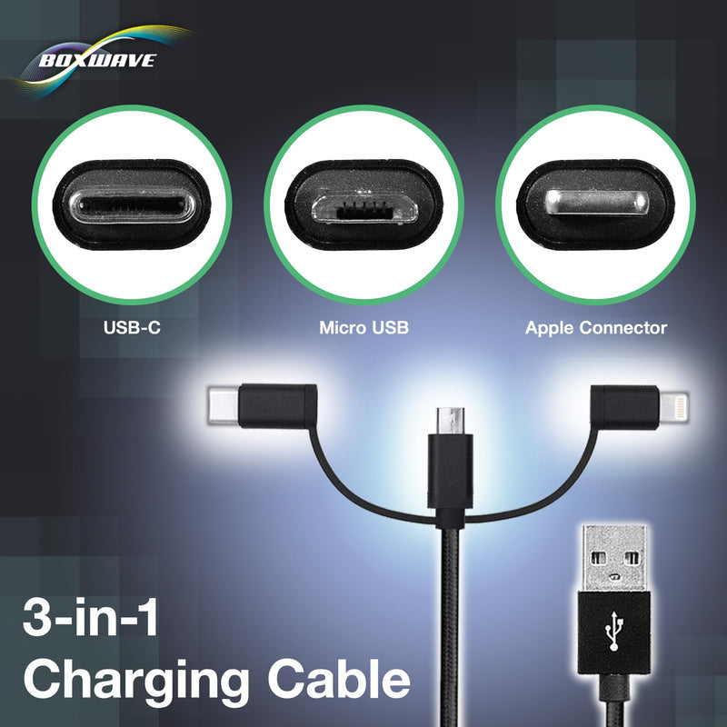 BoxWave Cable Compatible with Bumpboxx Retro Pager - AllCharge 3-in-1 Cable - Jet Black