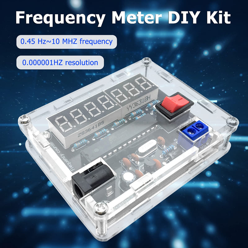 0.45Hz-10MHz Frequency Meter, VR Frequency Band Frequency Meter, Automatic Range Conversion with Housing DIY Kit, 0.000001 Hz 7-Bit Precision Resolution